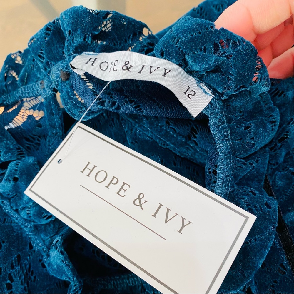 Hope & Ivy velvet lace ruffles midi dress - Picture 8 of 10